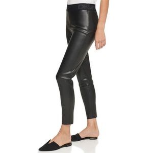 DKNY | Faux Leather straight pants branded elastic waist